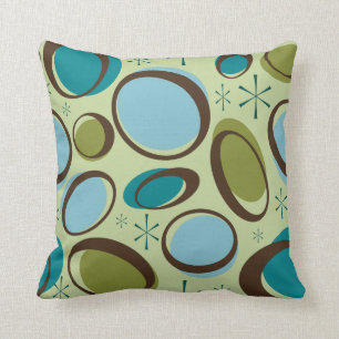Mid-Century Modern Far Out Space Age Atomic Orbits Throw Pillow