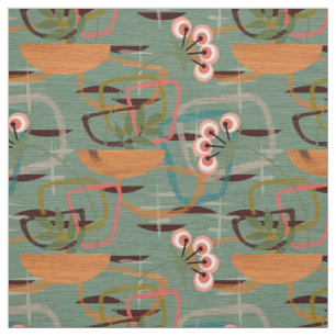 Mid Century Modern   Fifties Style Flowers Fabric