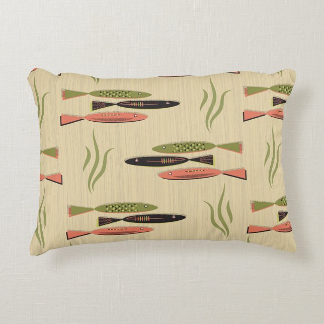 Mid Century Modern Fish Accent Pillow (Front)