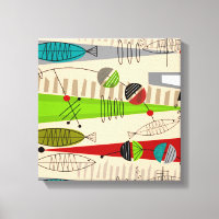 Mid Century Modern Fish Art Abstract