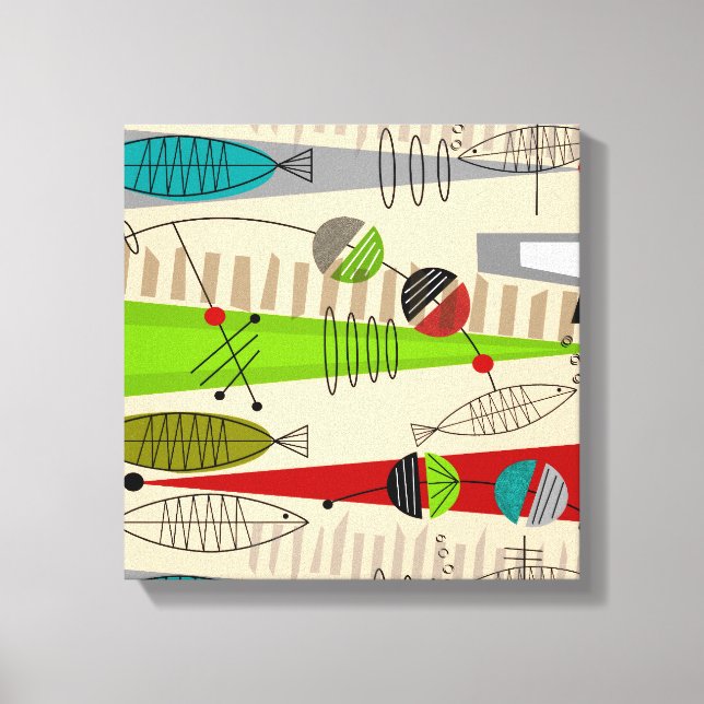 Mid Century Modern Fish Art Abstract Canvas Print (Front)