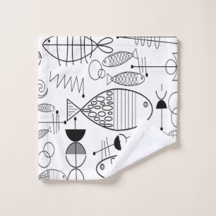 Mid-century Modern Fish Art Wash Cloth