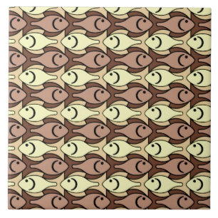 Mid-Century Modern fish, brown and yellow Tile