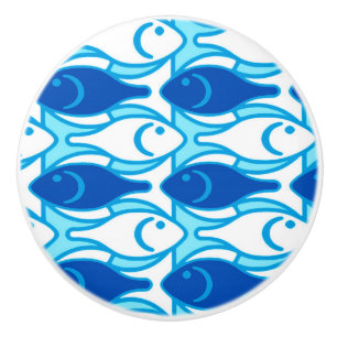 Mid-Century Modern fish, cobalt blue Ceramic Knob