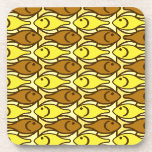 Mid-Century Modern fish, gold and brown Coaster