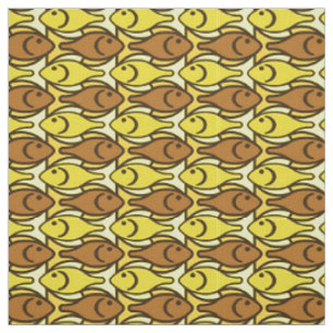 Mid-Century Modern fish, gold and brown Fabric