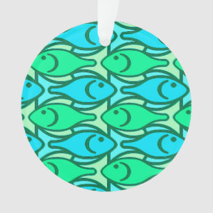Mid-Century Modern fish, jade green Ornament