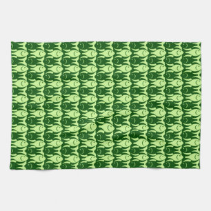 Mid-Century Modern fish, lime and dark green Kitchen Towel