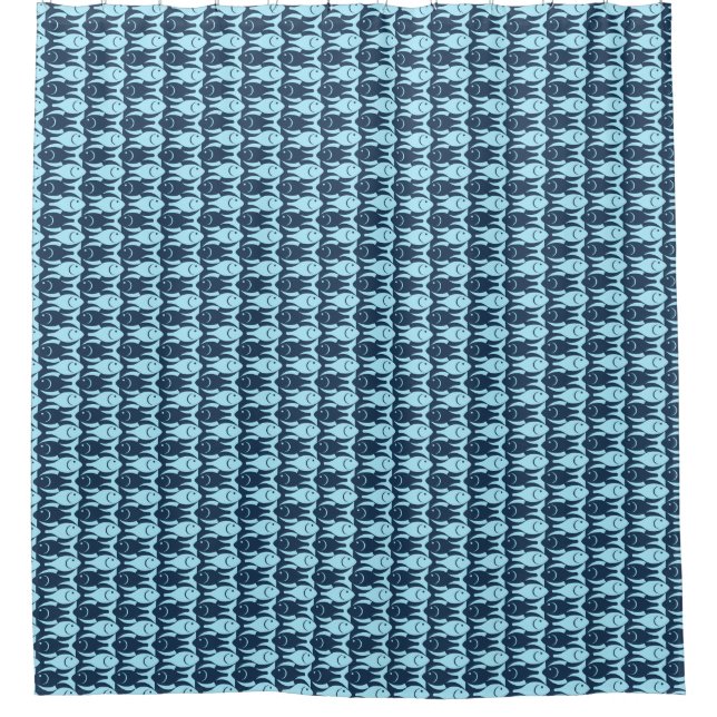 Mid-Century Modern fish, navy and light blue (Front)