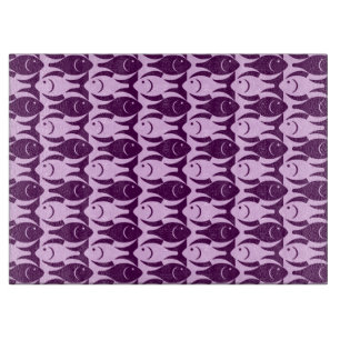 Mid-Century Modern fish, orchid and purple Cutting Board