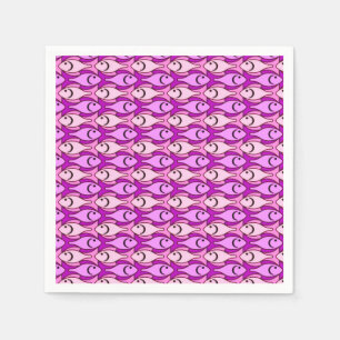 Mid-Century Modern fish, orchid and shell pink Napkin