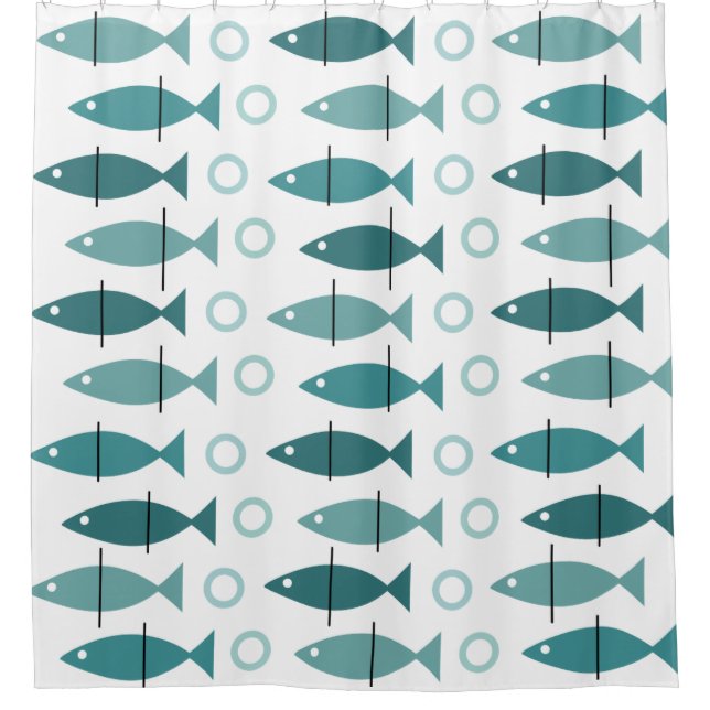 Mid Century Modern Fish Pattern Turquoise (Front)