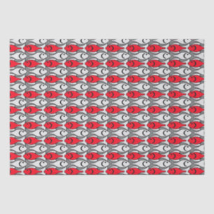 Mid-Century Modern fish, red and grey / grey Tissue Paper