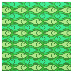 Mid-Century Modern fish, shades of lime green Fabric