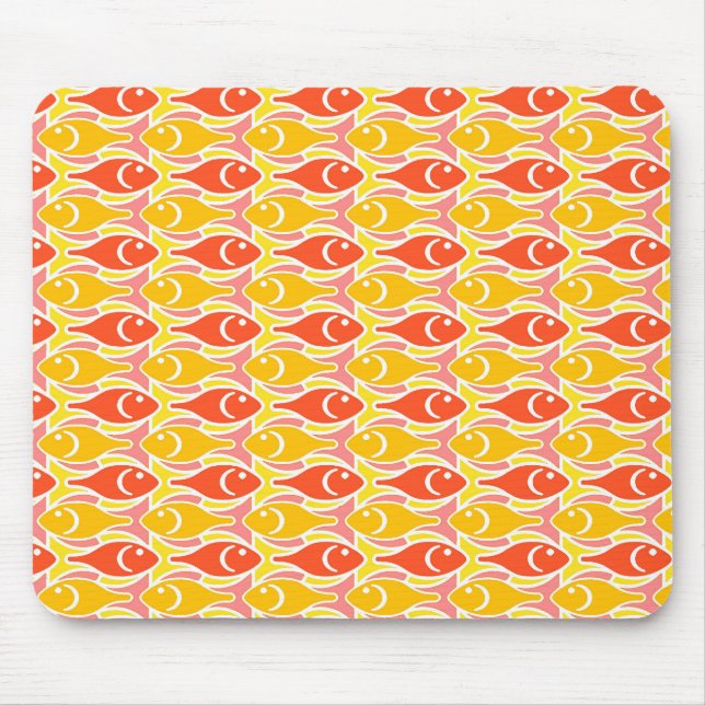Mid-Century Modern fish, tangerine orange Mouse Pad (Front)
