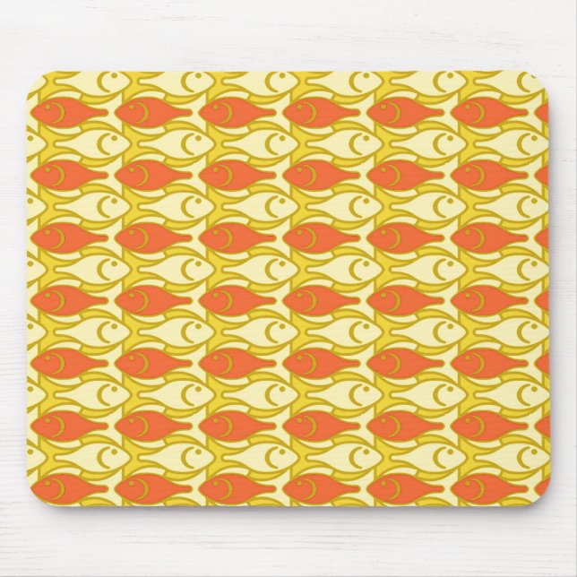 Mid-Century Modern fish, yellow and orange Mouse Pad (Front)