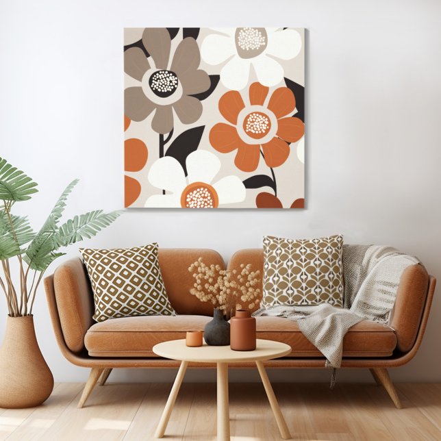 Mid Century Modern Floral Canvas Print (Mix n' match in retro mid century modern style with a retro floral canvas print from Wild on Flowers)