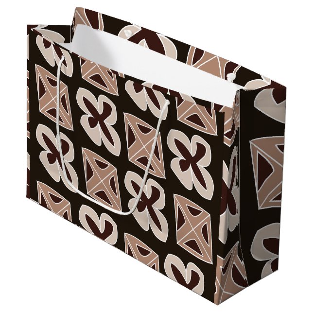Mid Century Modern Floral Geometric Large Gift Bag (Front Angled)