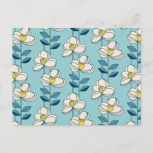 Mid-Century Modern Floral Leaf Pattern Holiday Postcard