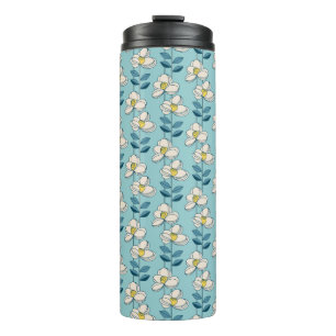 Mid-Century Modern Floral Leaf Pattern Thermal Tumbler