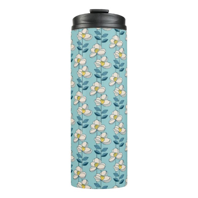 Mid-Century Modern Floral Leaf Pattern Thermal Tumbler (Front)