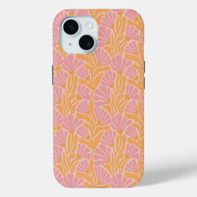 Mid Century Modern Floral Pattern Case-Mate iPhone Case (Back)