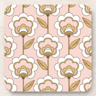 Mid-Century Modern Floral Pattern Coaster
