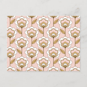 Mid-Century Modern Floral Pattern Holiday Postcard