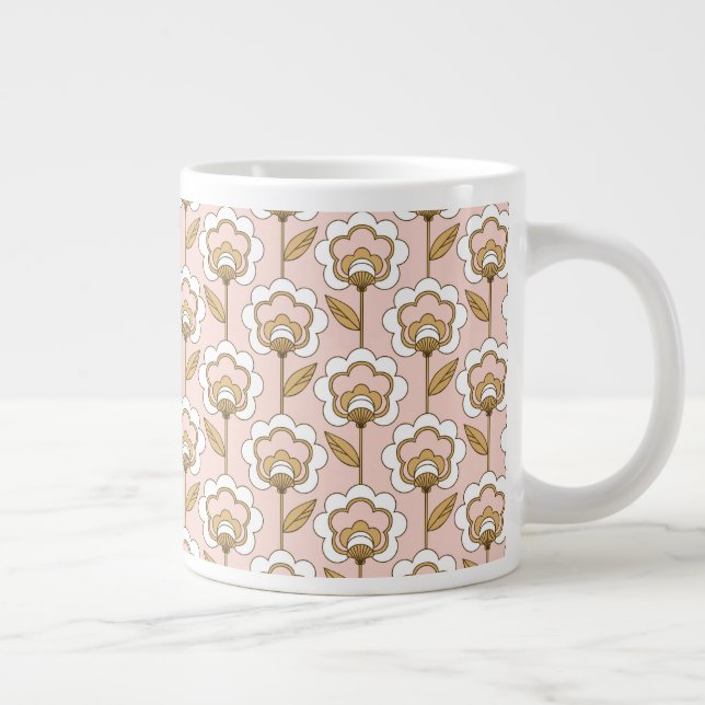 Mid-Century Modern Floral Pattern Large Coffee Mug (Right)