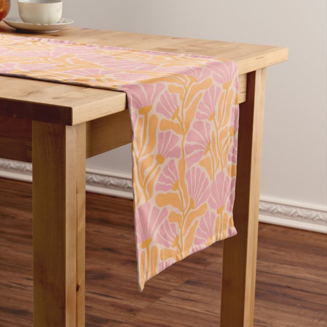 Mid Century Modern Floral Pattern Medium Table Runner (In Situ)