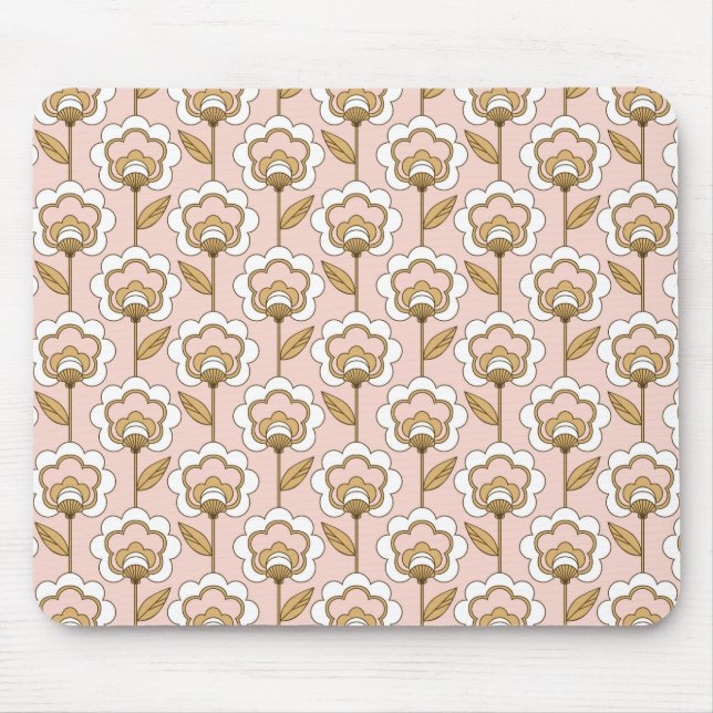 Mid-Century Modern Floral Pattern Mouse Pad (Front)