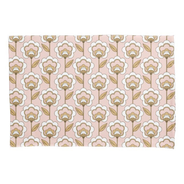 Mid-Century Modern Floral Pattern Pillowcase (Front-Left)