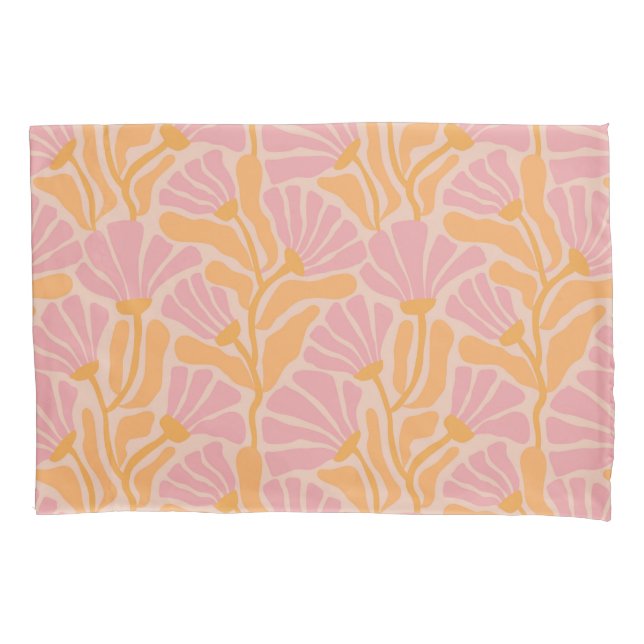 Mid Century Modern Floral Pattern Pillowcase (Front-Left)