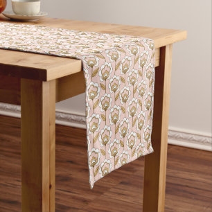 Mid-Century Modern Floral Pattern Short Table Runner