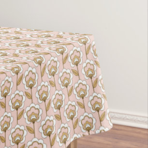 Mid-Century Modern Floral Pattern Tablecloth