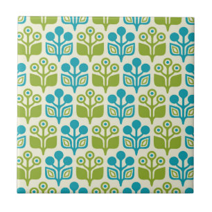 Mid Century Modern Floral Pattern Tile