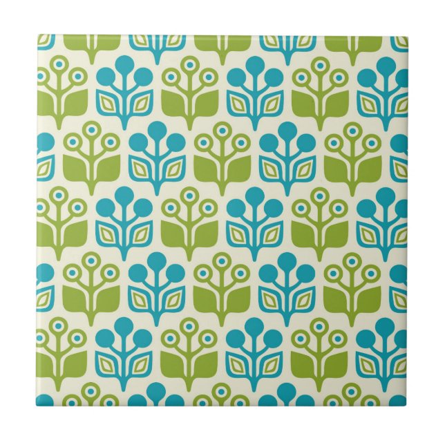 Mid Century Modern Floral Pattern Tile (Front)