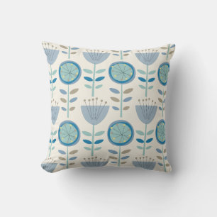 Mid-Century Modern Floral Throw Pillow
