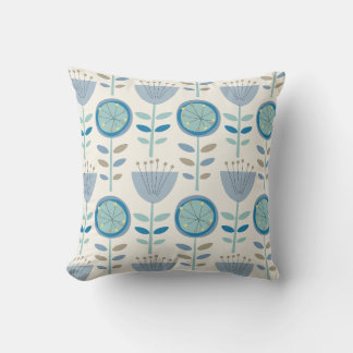 Mid-Century Modern Floral Throw Pillow