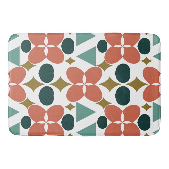 Mid Century Modern Flower Diamond  Bath Mat (Front)