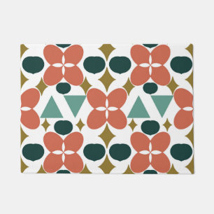 Mid Century Modern Flower Diamond Pattern Doormat