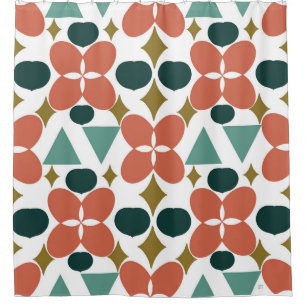 Mid Century Modern Flower Diamond Pattern Fabric