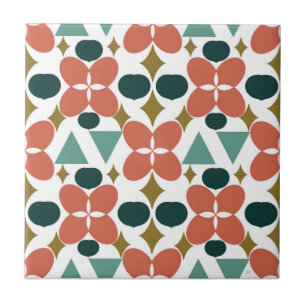 Mid Century Modern Flower Diamond Pattern  Tile