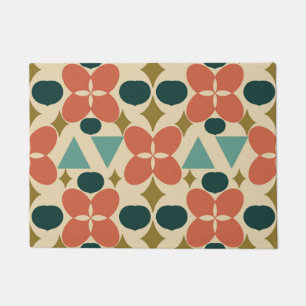 Mid Century Modern Flower Diamond Yellow Doormat