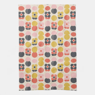 Mid-Century Modern Flower Pattern Kitchen Towel