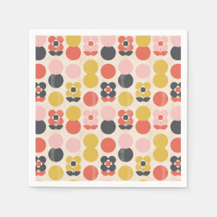 Mid-Century Modern Flower Pattern Napkin