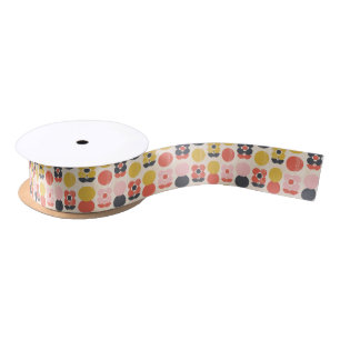 Mid-Century Modern Flower Pattern Satin Ribbon