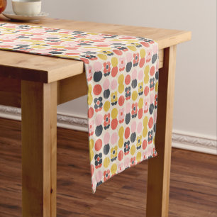 Mid-Century Modern Flower Pattern Short Table Runner