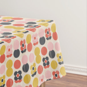 Mid-Century Modern Flower Pattern Tablecloth