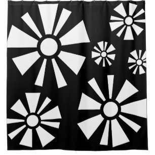 Mid Century Modern Flowers Black White